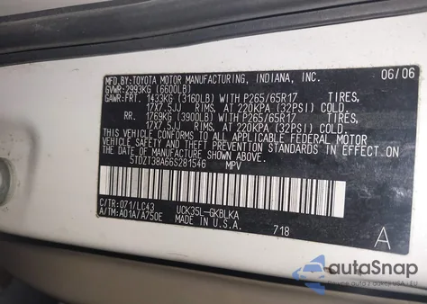 2006 Toyota Sequoia Limited V8 from USA, damaged, VIN 5TDZT38A66S281546